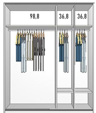 180cm Garderobeskab med 2 skydelåger. 